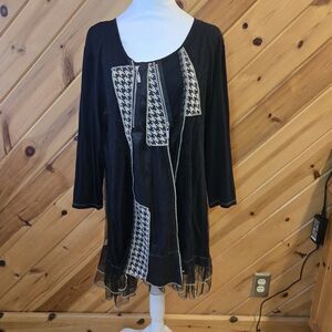 Ravel Grunge Zippers Houndstooth‎ Short Dress Punk Flowy Tulle Black XL